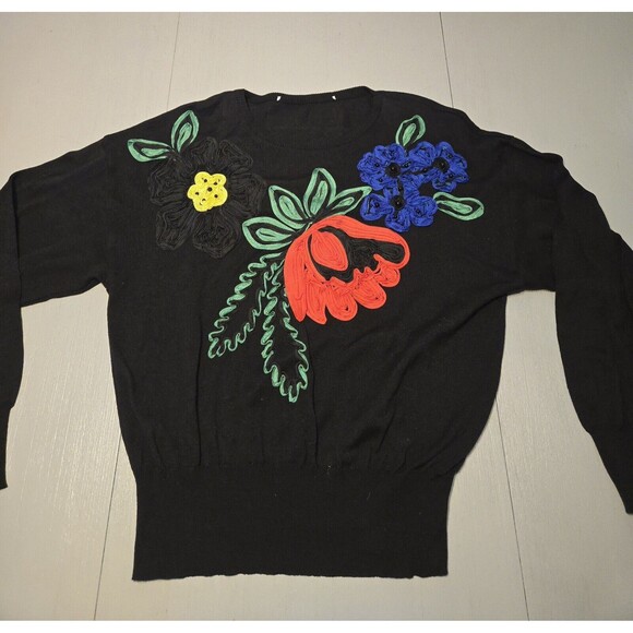 Vtg Escada Womans Sweater & Dress Combo Embroidered Sequin Flower Knit Size 44 - Picture 2 of 16